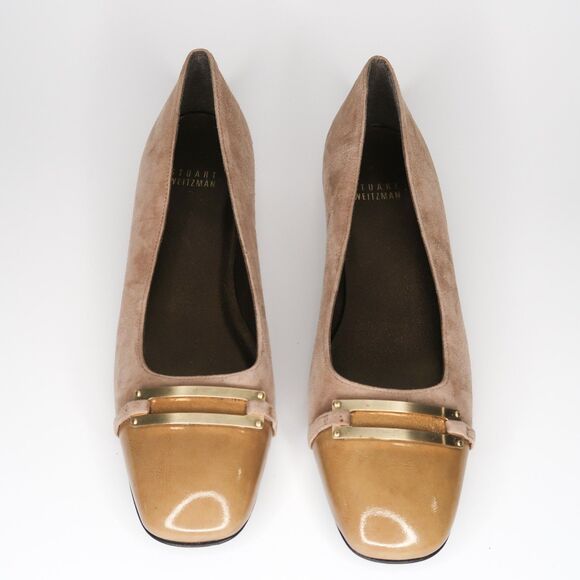 Stuart Weitzman Womens‎ Flat Loafers Size 8 Brown Metal Belted Suede 80s Office - Picture 1 of 9
